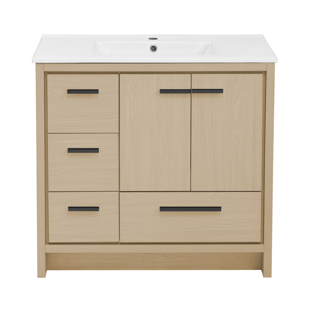 Virage 36" Freestanding Bathroom Vanity in Natural Oak with Sink Top