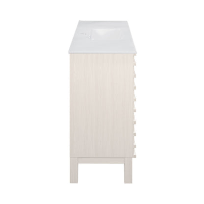 Cascade 48" Freestanding Bathroom Vanity in White Oak with Sink Top