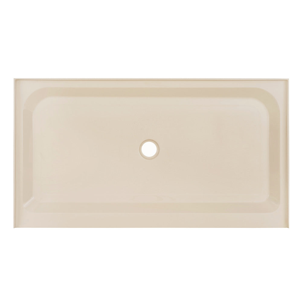 Voltaire 60" x 36" Single-Threshold, Center Drain, Shower Base in Biscuit