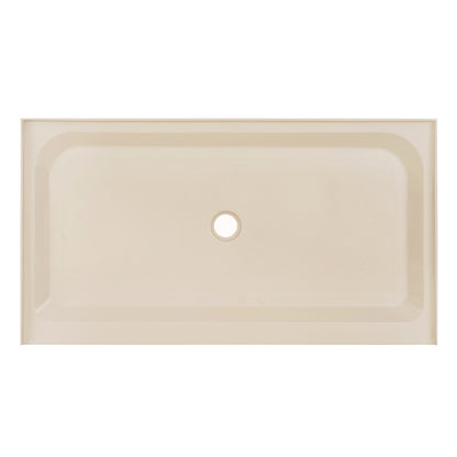 Voltaire 60" x 36" Single-Threshold, Center Drain, Shower Base in Biscuit