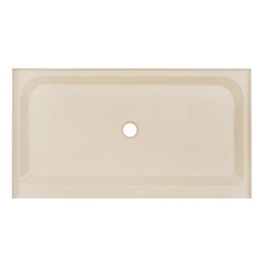 Voltaire 60" x 36" Single-Threshold, Center Drain, Shower Base in Biscuit