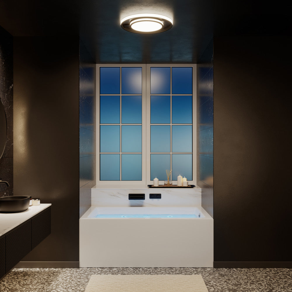 Avancer 60" x 36" Right-Hand Drain Rectangular Alcove Whirlpool Bathtub with Apron