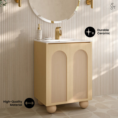 Plaisir II 24" Freestanding Bathroom Vanity in Natural Oak with Sink Top