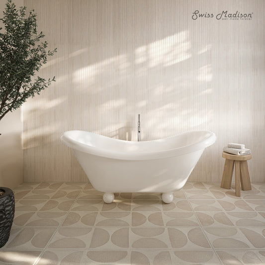 Plaisir II 67" Freestanding Bathtub with Round Feet in Glossy White