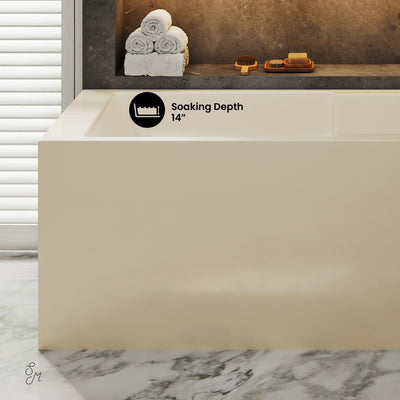 Claire 60 x 32 Right Drain Soaking Alcove Corner Apron Bathtub in Glossy Bisque