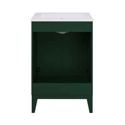 Cascade 24" Freestanding Bathroom Vanity in Green Oak with Sink Top
