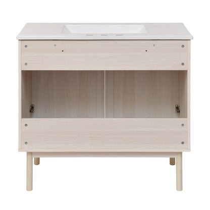 Classe 36" Freestanding Bathroom Vanity in White Oak with 3-Hole Widespread Sink Top