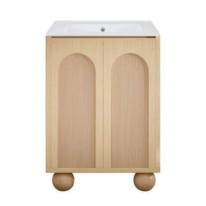 Plaisir II 24" Freestanding Bathroom Vanity in Natural Oak with 3-Hole Widespread Sink Top