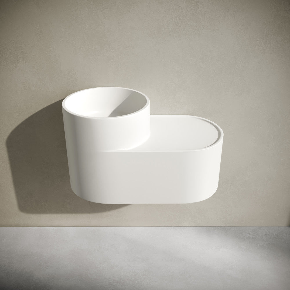 Monaco 20" Solid Surface Oval Wall-Mounted Sink In Matte White