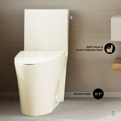 St. Tropez One-Piece 14" Rough-in 1.28 GPF Right-Hand Vortex Flush Elongated Toilet in Glossy Bisque