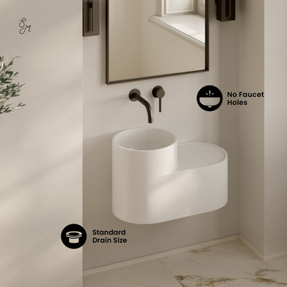 Monaco 20" Solid Surface Oval Wall-Mounted Sink In Matte White