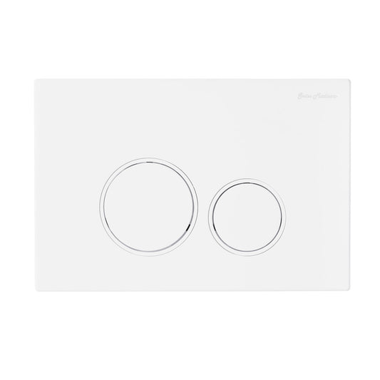 Monaco Wall Mount Dual Flush Actuator Plate with Round Push Buttons in Matte White