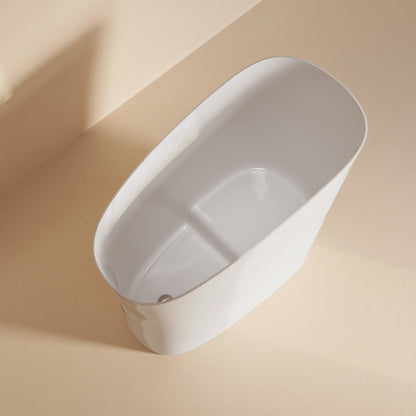 Cascade II 48" Single Slipper Japanese Soaking Freestanding Bathtub in Matte White, Stool Included