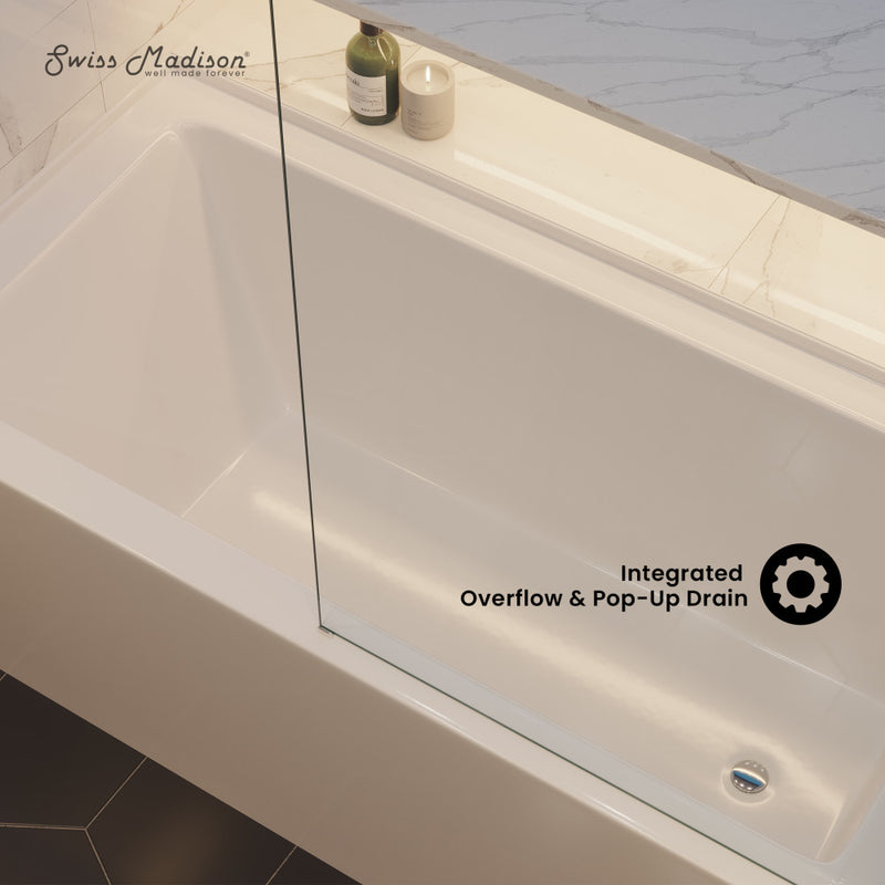 Voltaire 60 x 30 Skirted Right Drain Soaking Apron Bathtub in Glossy White with Integrated Overflow, Drain Included