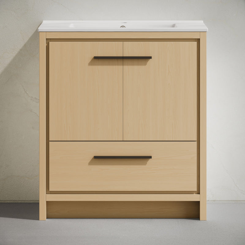 Virage 30" Freestanding Bathroom Vanity in Natural Oak with Sink Top