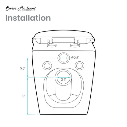 St. Tropez Wall-Hung Toilet Bundle 0.8/1.6 GPF Dual Flush in Glossy White with Brass Flush Plate