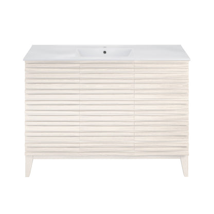 Cascade 48" Freestanding Bathroom Vanity in White Oak with Sink Top