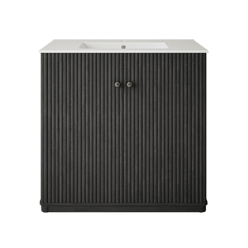 Lafayette 36" Freestanding Bathroom Vanity in Black Oak with Sink Top