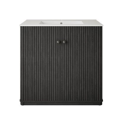 Lafayette 36" Freestanding Bathroom Vanity in Black Oak with Sink Top