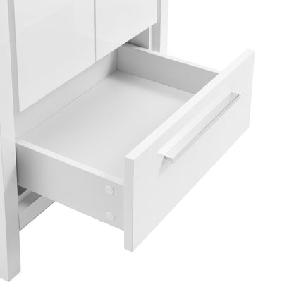 Virage 24 in. White Bathroom Vanity With Black Ceramic Sink Top