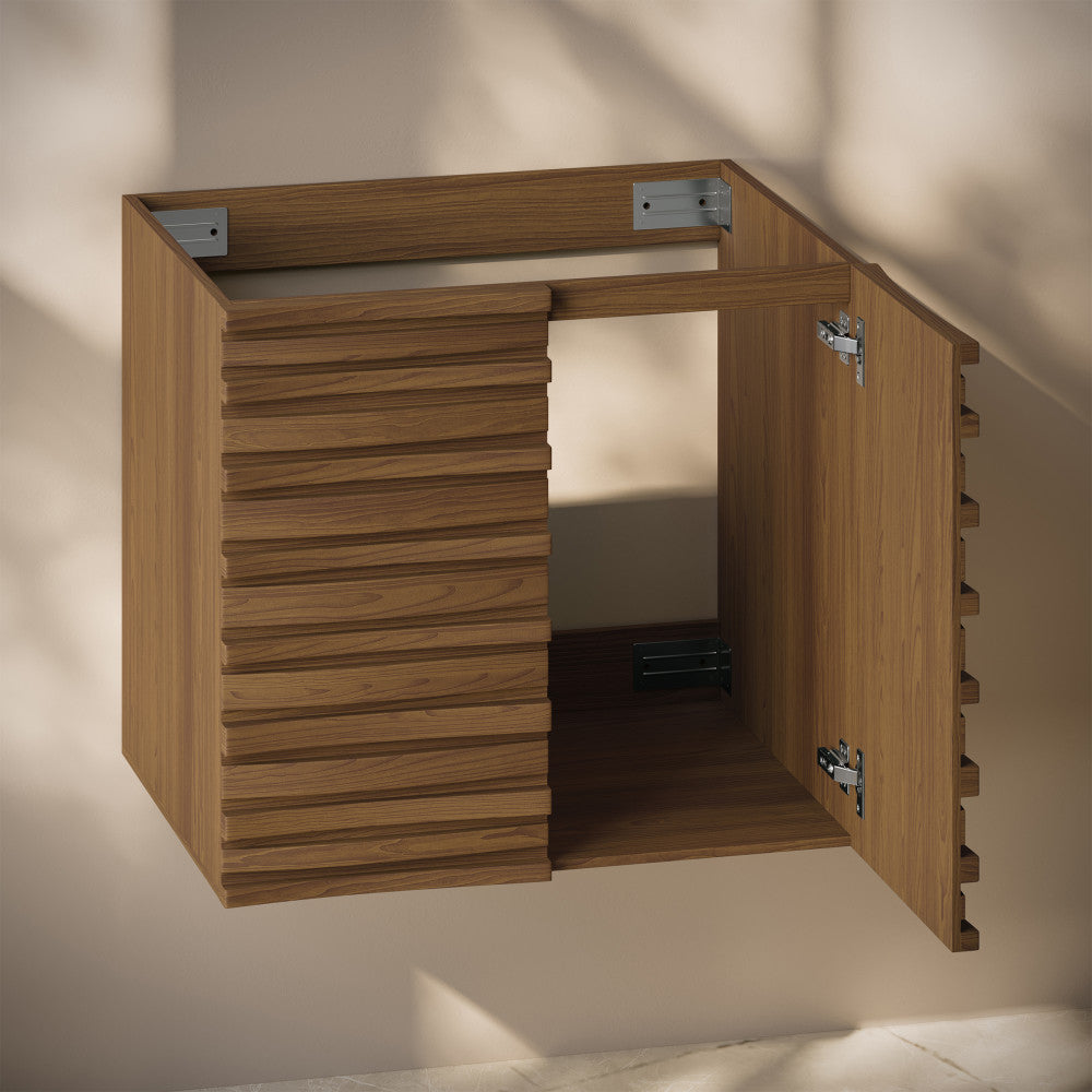 Cascade 24" Wall-Mounted Bathroom Vanity Cabinet without Top in Brown Oak