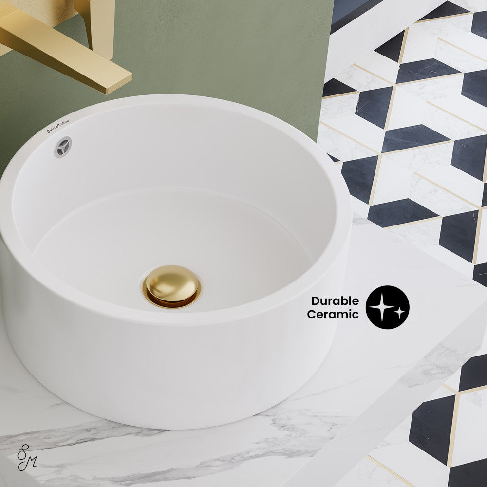 Monaco 24" Floating Bathroom Shelf with Vessel Sink in White Marble