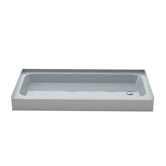 Voltaire 60 x 30 Shower Pan Base with Right Drain in Glossy Gray