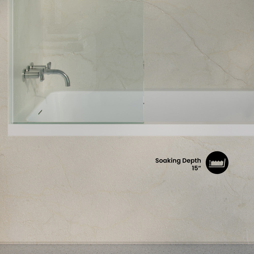 Voltaire 60 x 36 Left Drain Soaking Alcove Bathtub in Glossy White with Integrated Overflow, Drain Included