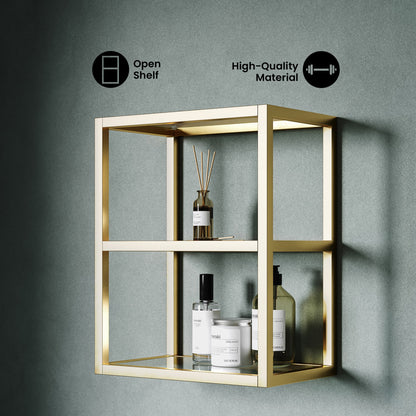 Pierre 16"x20"x10" Wall-Mounted Linen Cabinet in Brushed Gold