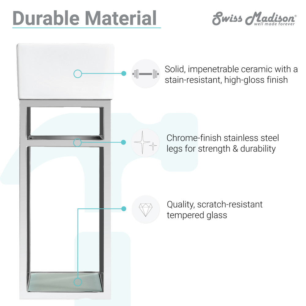 19.5-inch wall-mount bathroom vanity with chrome metal frame and open shelf, no top included.