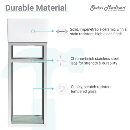 19.5-inch wall-mount bathroom vanity with chrome metal frame and open shelf, no top included.