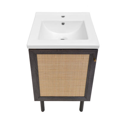 Classe 18" Freestanding Bathroom Vanity in Black Oak with Sink Top