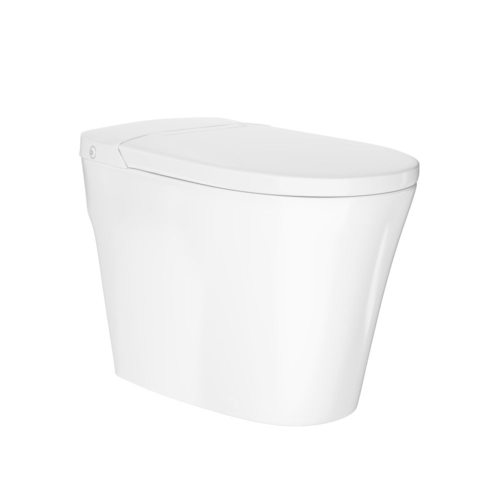 Hugo H Power Flush Tankless Toilet 7" Back Outlet 1 GPF Non-Electric Toilet with Integrated Tank in Glossy White