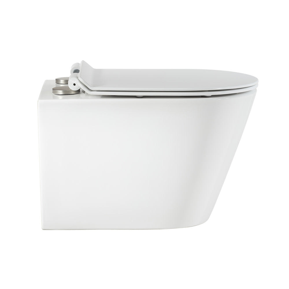 Calice Wall-Hung Toilet Bundle 0.8/1.6 GPF Dual Flush in Glossy White with Flush Plate