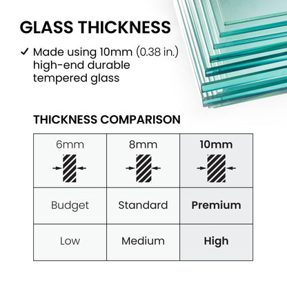 Demi 34 x 58 Framed Fixed 3/8 in. (10mm) Clear Tempered Glass Tub Door with Black Matte Frame