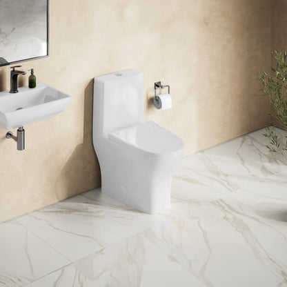 Sublime II One-Piece 10" Rough-in 1.1/1.6 GPF Dual Top Flush Round Compact Toilet in Glossy White