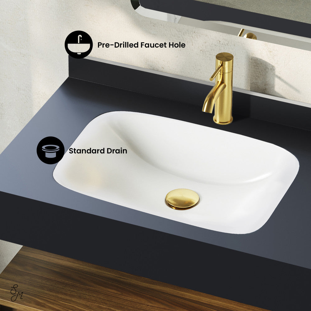 Avancer 36" Wall-Mounted Bathroom Vanity in Brown Oak with Black Marble Sink Top