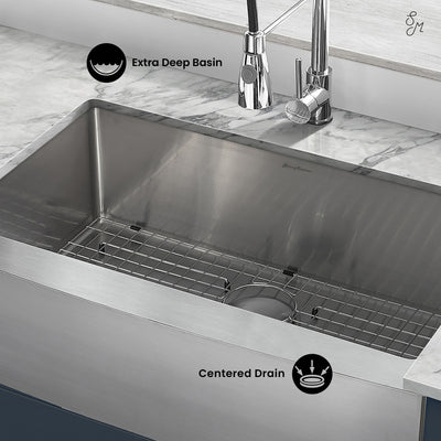 Rivage 33 x 21 Stainless Steel, Single Basin, Farmhouse Kitchen Sink with Apron
