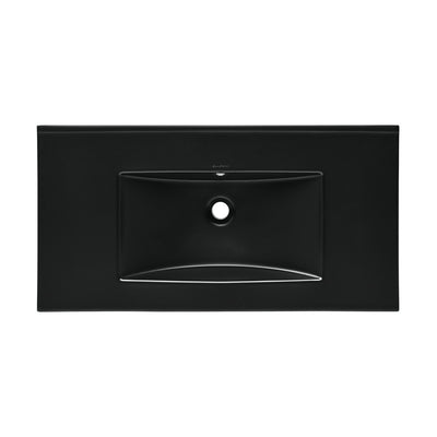 36" Zero Hole Vanity Sink Top in Glossy Black