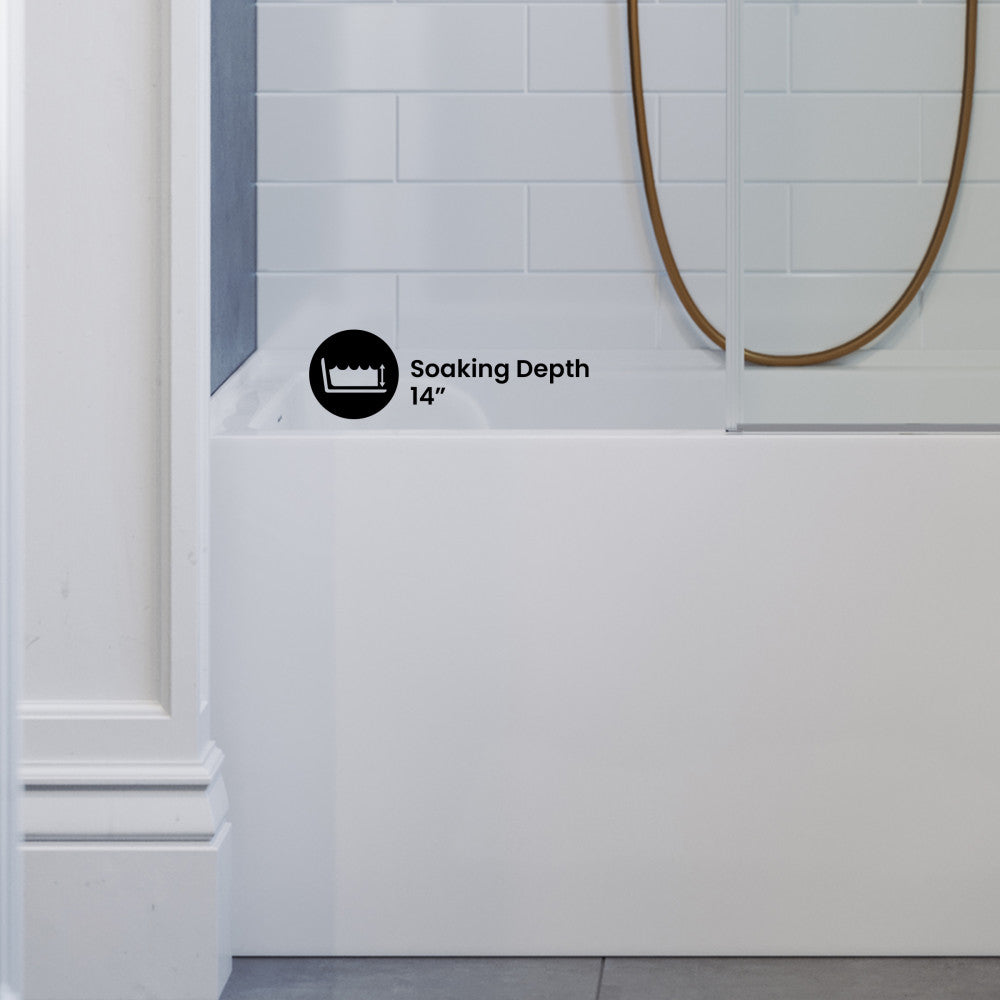 Voltaire 48 x 32 Skirted Left Drain Soaking Apron Bathtub in Glossy White with Integrated Overflow, Drain Included