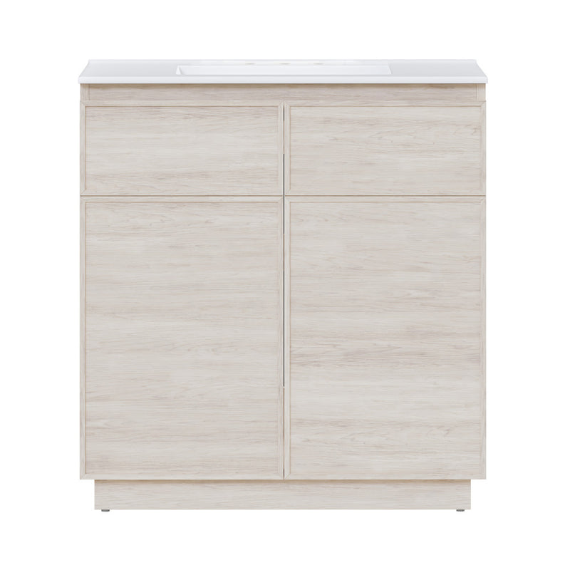 St. Tropez 36" Freestanding Bathroom Vanity in White Oak with 3-Hole Widespread Sink Top