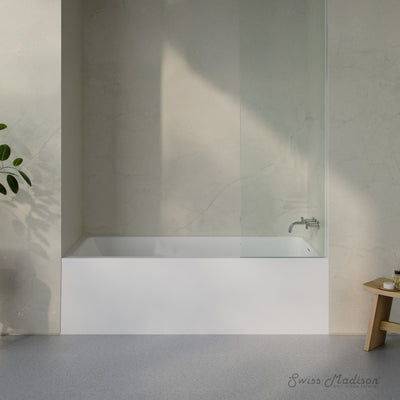 Voltaire 72 x 32 Skirted Right Drain Soaking Alcove Bathtub in Glossy White, Drain Included