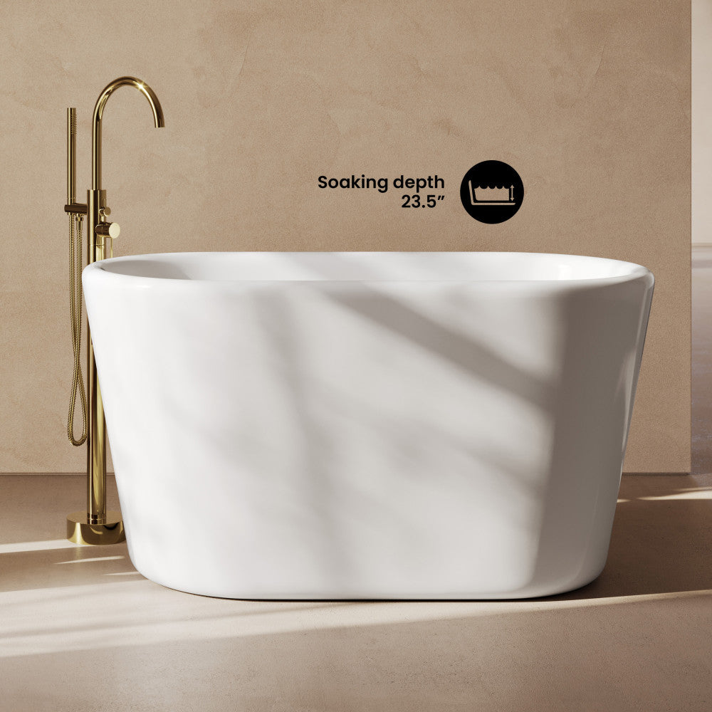 Nanterre 51" Japanese Soaking Freestanding Bathtub in Glossy White, Drain Included