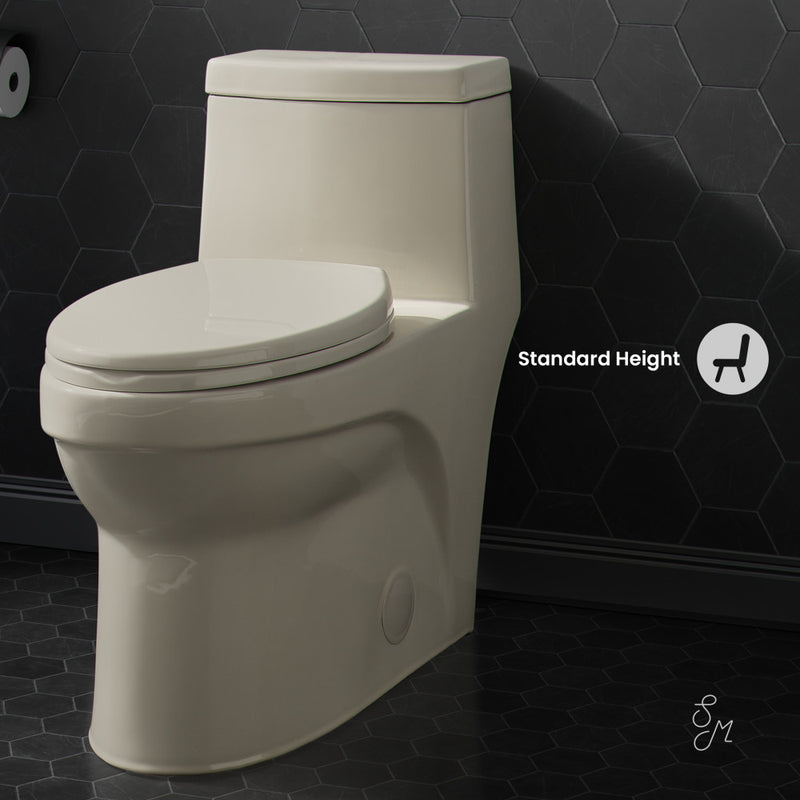 Virage One Piece Elongated Left Side Flush Handle Toilet 1.28 gpf in Bisque