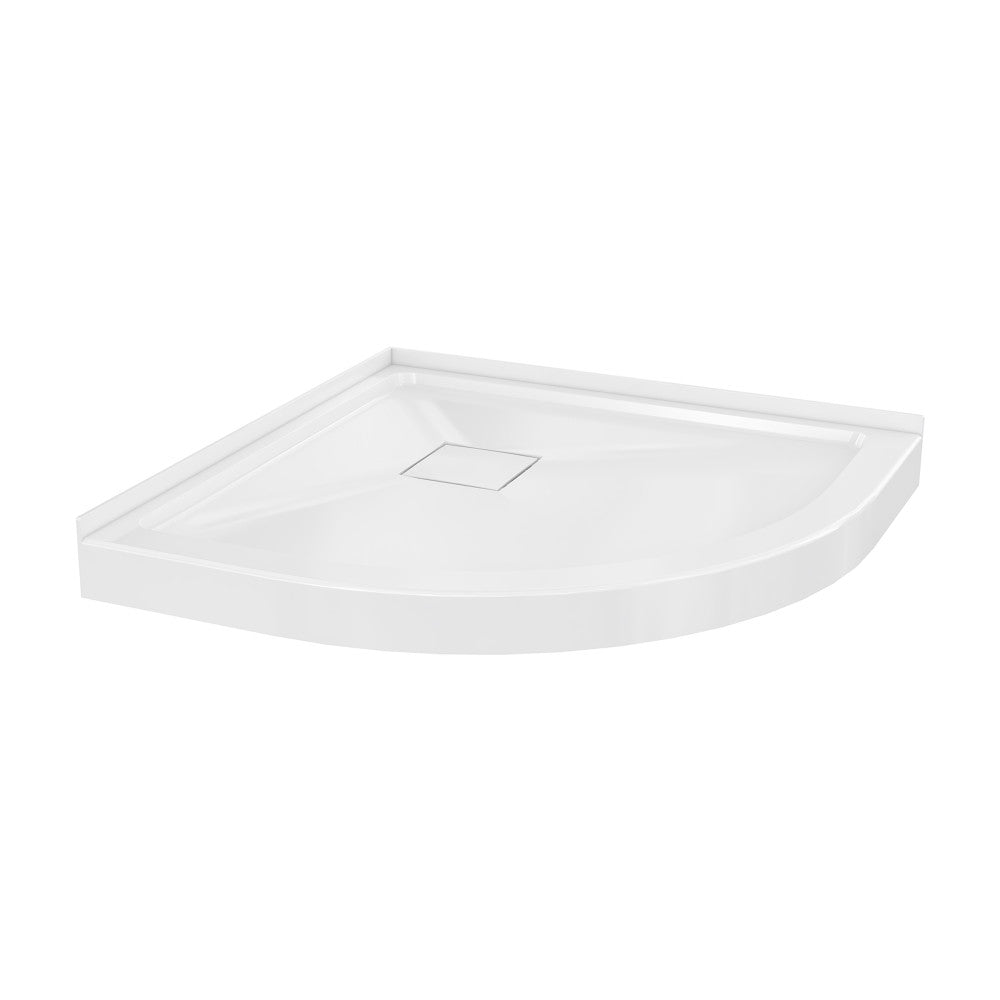 Marquette 34 in. x 34 in. Rounded Corner Single-Threshold Shower Base with Center Drain in Glossy White