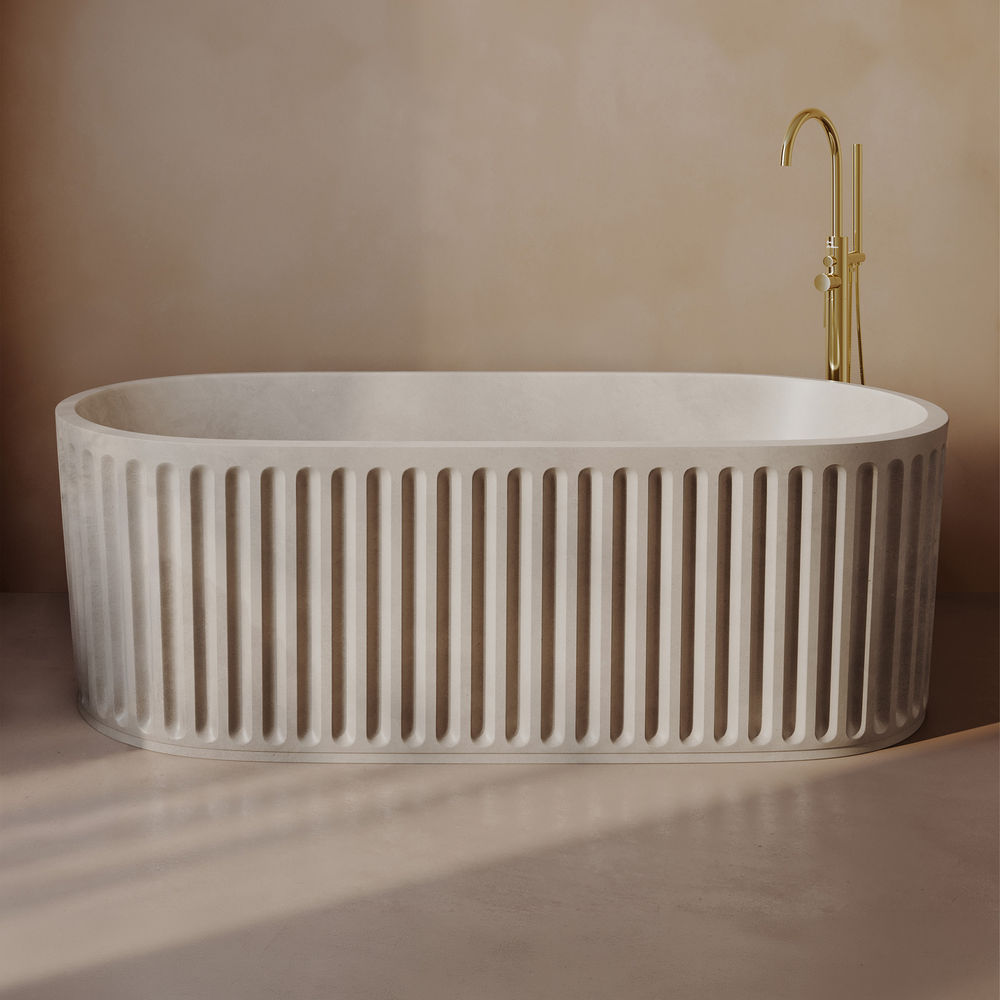 Delice 67" Freestanding Concrete Bathtub in Sand, Drain Included