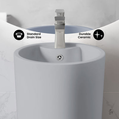 Monaco Circular Basin Pedestal Sink Matte Gray