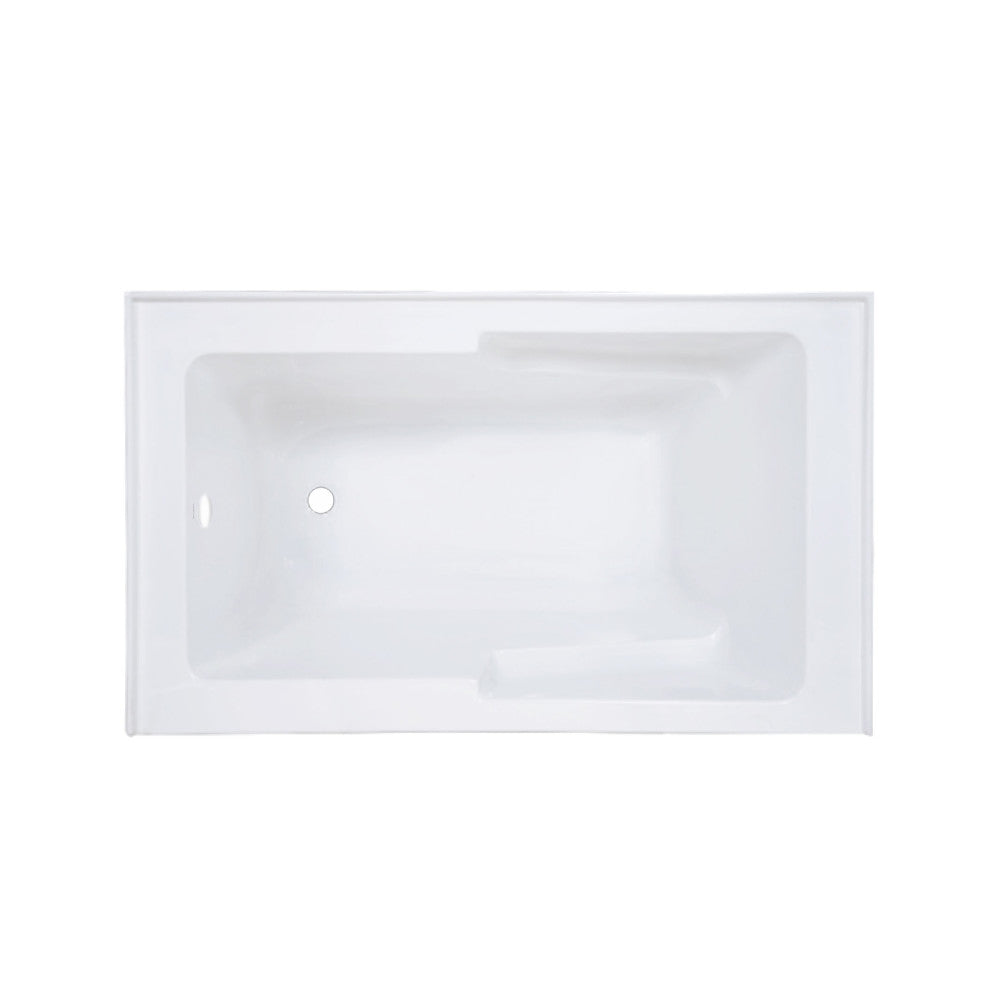 Voltaire 54 x 30 Skirted Left Drain Soaking Alcove Bathtub in Glossy White with Integrated Armrest