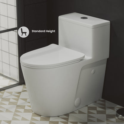 Arles One-Piece Elongated Toilet Vortex Dual-Flush 1.1/1.6 GPF