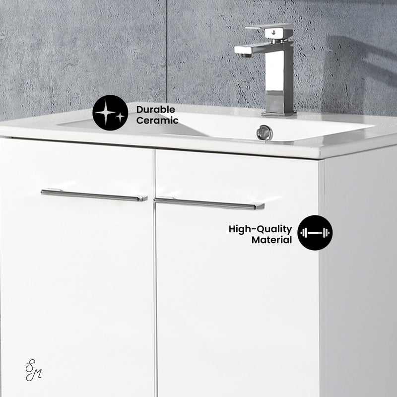 Annecy 24" Freestanding Bathroom Vanity in White with Sink Top